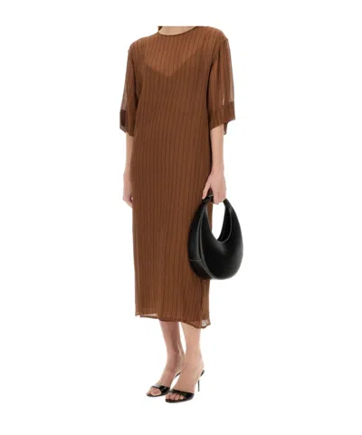 ALYSI ALYSI SHORT SLEEVED STRIPED MIDI DRESS