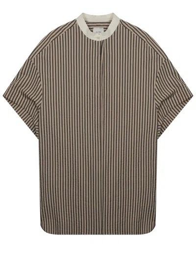 Alysi Vertical Stripes Viscose-blend Mini Dress In Brown