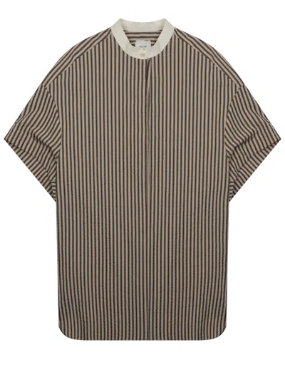 Alysi Vertical Stripes Viscose-blend Mini Dress In Brown