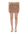 Alysi Classic Check Mini Skirt With Tailored Pleats In Nude