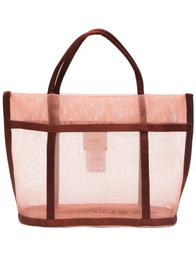 Alysi Mini Tulle Tote Bag In Brown