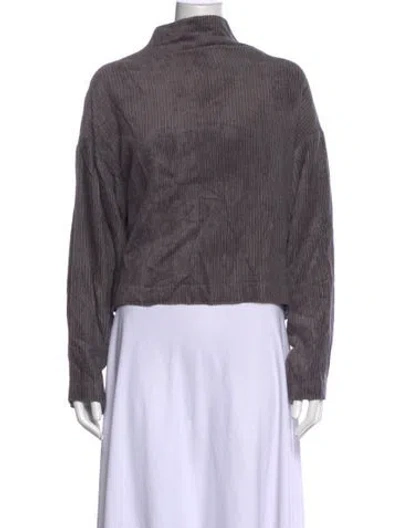 Pre-owned Alysi Mock Neck Long Sleeve Top In Gray