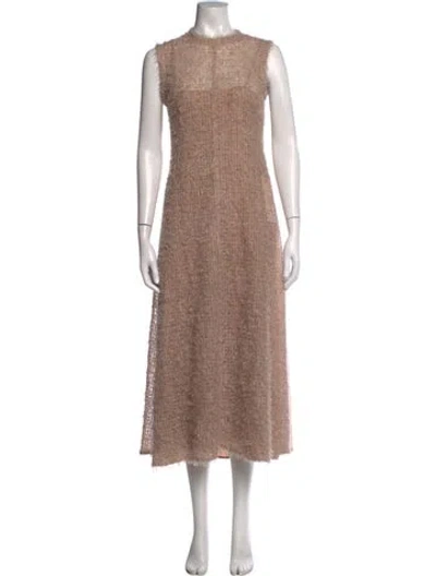 Pre-owned Alysi Mock Neck Midi Length Dress In Neutrals