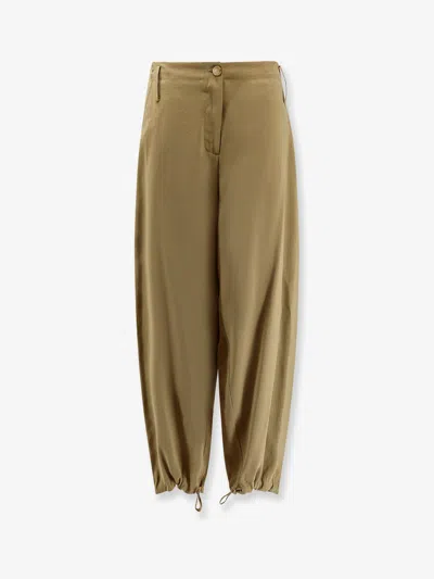 Alysi Modal Trousers With Drawstring Detail In Green