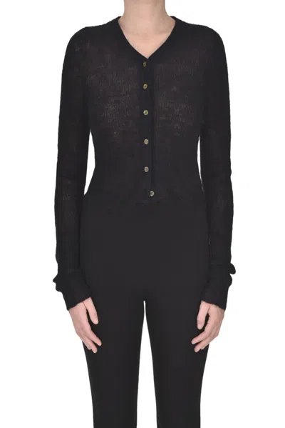 Alysi Mohair-blend Cardigan In Black