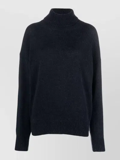 Alysi Mohair Wool Turtleneck Color Block Jumper In Blue