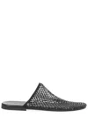 Alysi Slide Mule Sandal Rhinestone Mesh Flat Sole In Black