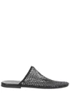 Alysi Slide Mule Sandal Rhinestone Mesh Flat Sole In Black