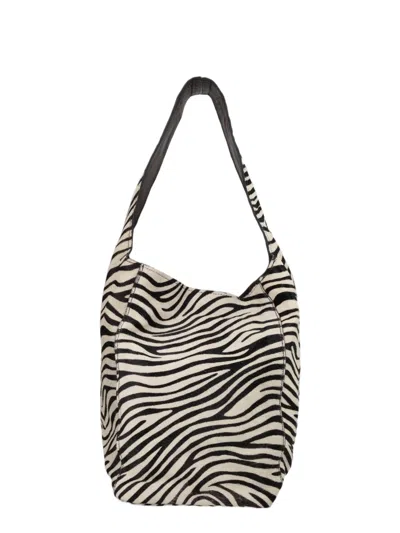 Alysi Multicolor Slouchy Animal Print Leather-blend Shoulder Bag In Grey