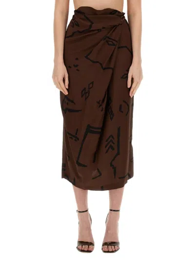Alysi Native Print Skirt In Brown