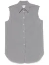 Alysi Navy Blue Striped Cotton Shirt In Gray