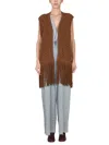 Alysi Fringe-hem Sleeveless Vest In Brown