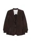 Alysi Notched-lapel Blazer In Brown