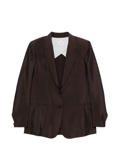 Alysi Notched-lapel Blazer In Brown