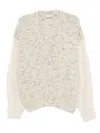 Alysi Off White Speckled Wool Cardigan In White
