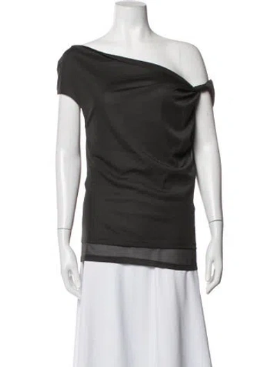 Pre-owned Alysi Off-the-shoulder Short Sleeve Top In Grey