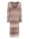 Alysi Soft Alpaca Low-neck Dress In Animal Print