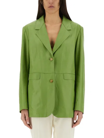 ALYSI ALYSI OVERSIZED LEATHER BLAZER