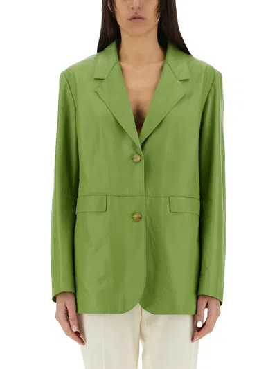 ALYSI ALYSI OVERSIZED LEATHER BLAZER