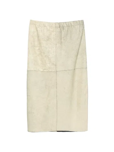 Alysi Panelled Slit Midi Skirt In Neutral