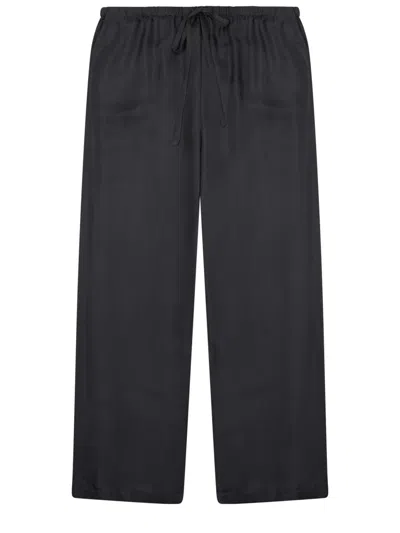 Alysi Black Loose Drawstring Pant In Animal Print