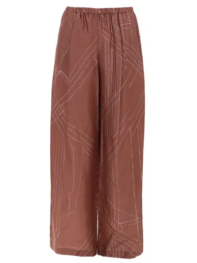 Alysi Pantalone In Seta In Brown