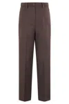 Alysi Chocolate Wool Blend Cigarette Pants With Tailored Finish In Brown