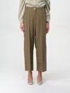 Alysi Woman Pants Light Brown Size 6 Cotton, Elastane In Military