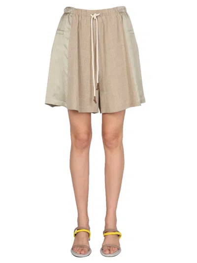 Alysi Bermuda With Tartan Motif In Beige