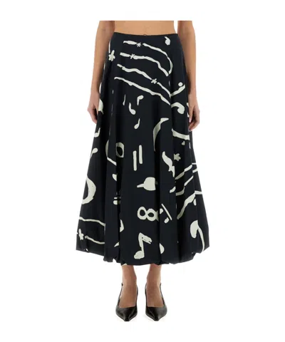 ALYSI ALYSI GRAPHIC PRINTED MIDI SKIRT