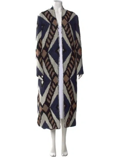 Pre-owned Alysi Patterned Open Front Sweater In Black