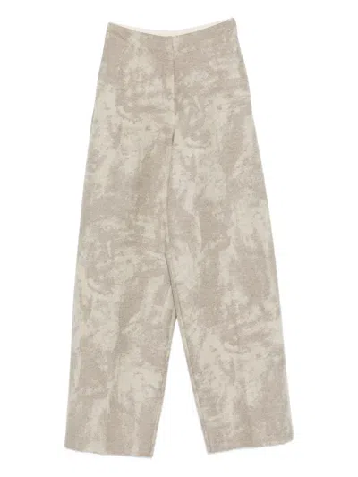 Alysi Patterned Wool-blend Pants In Neutral