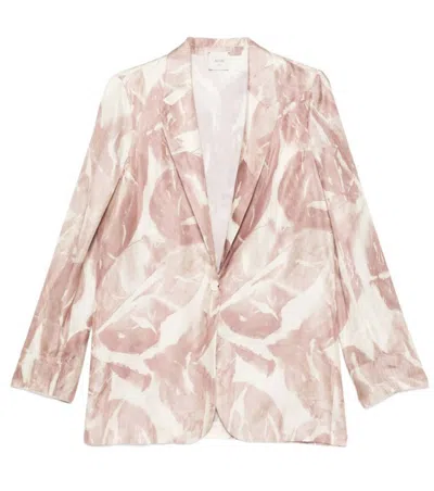 Alysi Peach Printed Notched Lapel Blazer In Multi