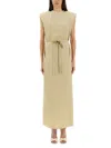 Alysi Peach Touch Long Dress In Beige