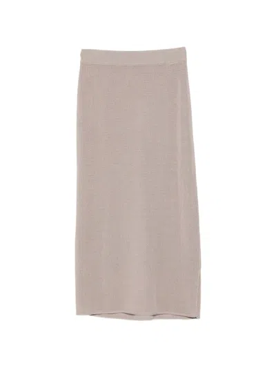 Alysi Perforated Midi Skirt In Brown