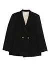 Alysi Pinstripe Double-breasted Jacket In Black