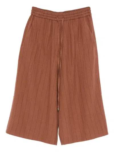 Alysi Pinstripe Drawstring Shorts In Brown