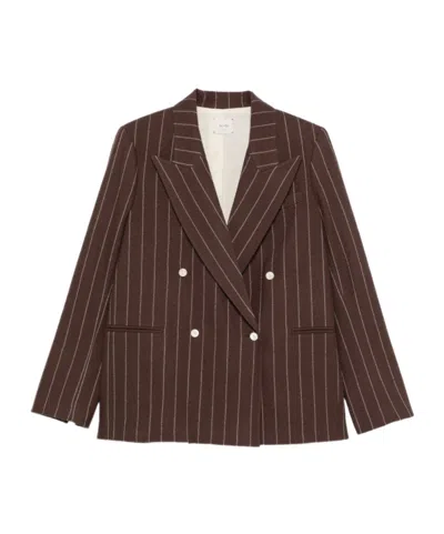 ALYSI ALYSI PINSTRIPED DOUBLE-BREASTED BLAZER
