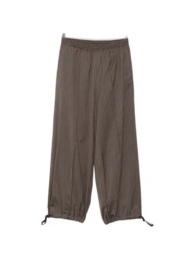 Alysi Pinstripe-print Drawstring-hem Trousers In Brown