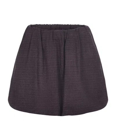 ALYSI ALYSI CHECKED GATHERED MICRO SKIRT
