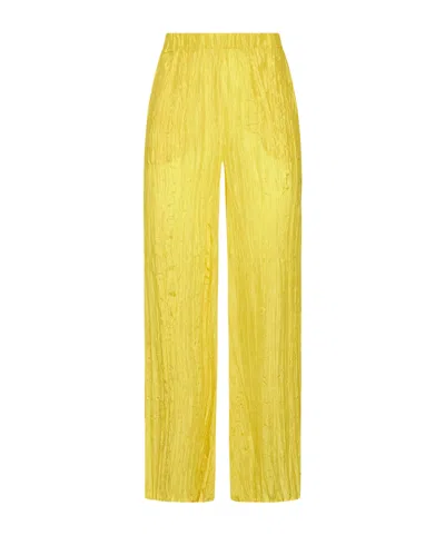 Alysi Pleat Detailed Wide-leg Trousers In Yellow