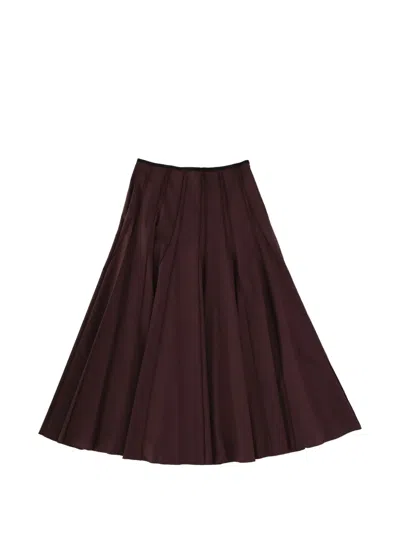 Alysi Pleated Midi Skirt In Burgundy