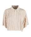 Alysi Cropped Origami-inspired Boxy Shirt With Classic Collar In Neutral