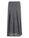 Alysi Mid-length Pleated Skirt With Raw Cut Hem In Gray