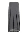 Alysi Mid-length Pleated Skirt With Raw Cut Hem In Gray