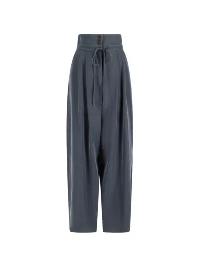 Alysi Pleated Tie-fastening Trousers In Gray