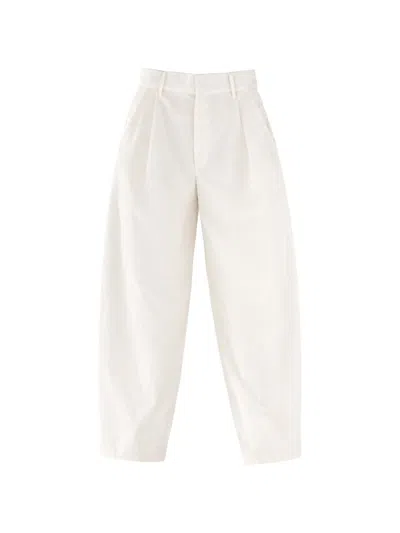 Alysi Neutrals Silk Blend High-waisted Pants In White