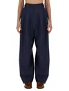 Alysi Pleated Wide-leg Trousers In Blue