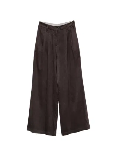 Alysi Pleated Wide-leg Trousers In Brown