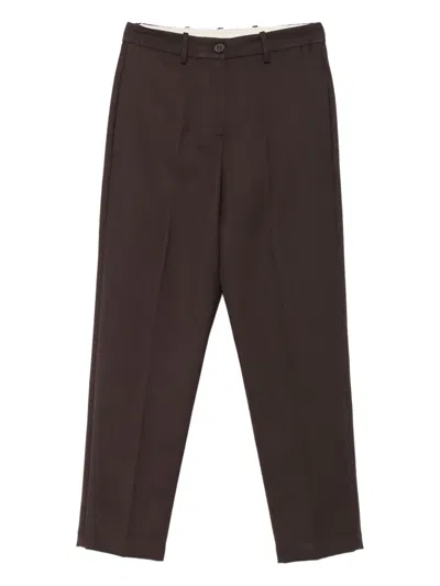 Alysi Pleated Wool Trousers In Brown
